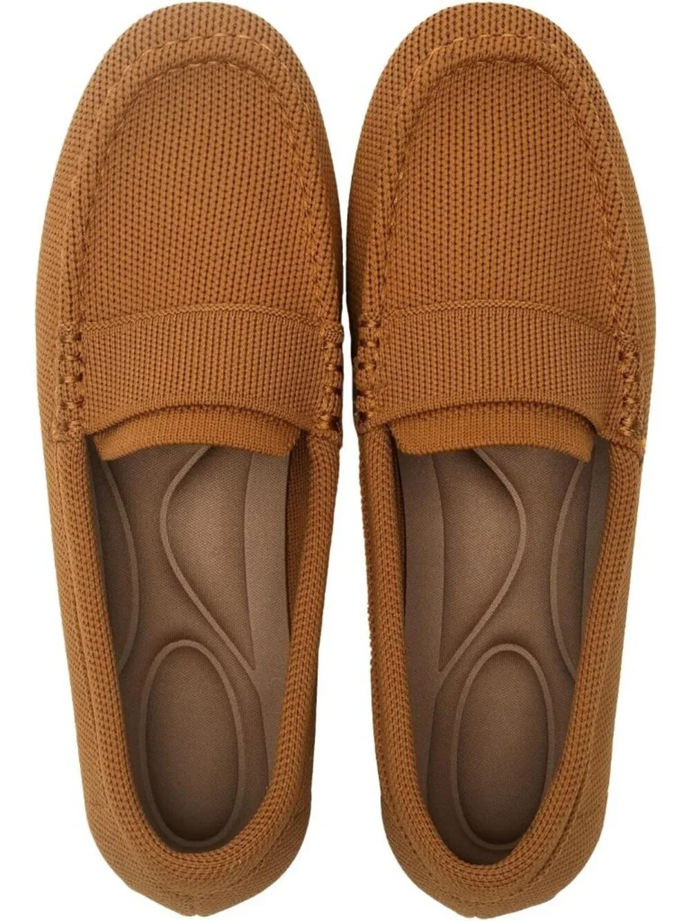 🆕Women's Brown Lightweight Knitted Loafers Casual Flat Shoes Comfortable